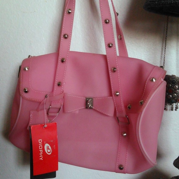 Diophy Pink Rubber Studded Purse - Picture 1 of 1